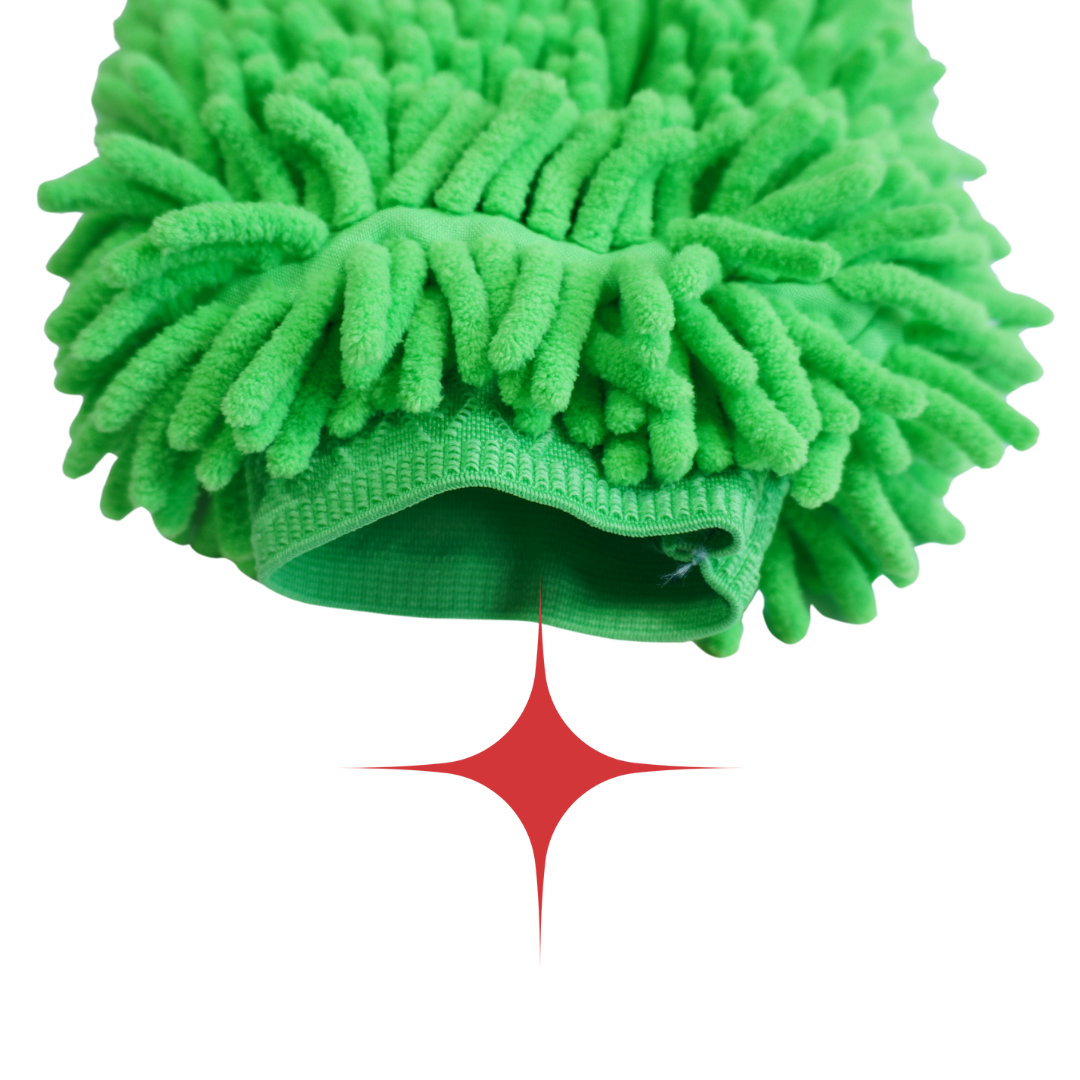 Mănușă Spălare Auto Chenille – Verde (izolată pe interior)